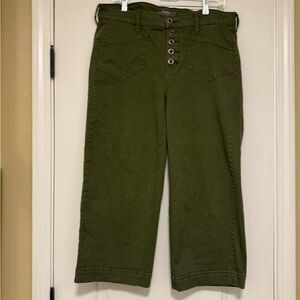 Torrid size 12 cropped wide leg olive green pants.
